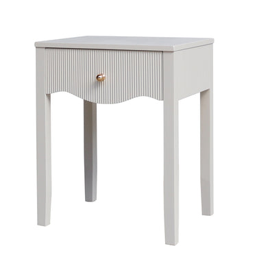 Cyrus Curved Bedside Table in Pearl White - Online8 New Zealand