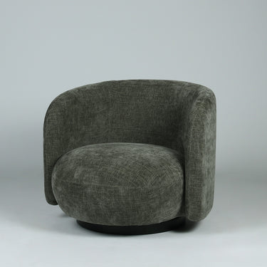 Harlow Swivel Chair in moss green polyester fabric