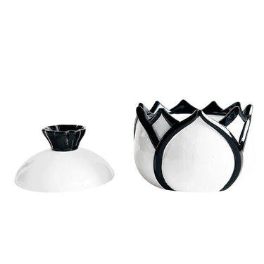 Petal White and Black Trinket Box lid open