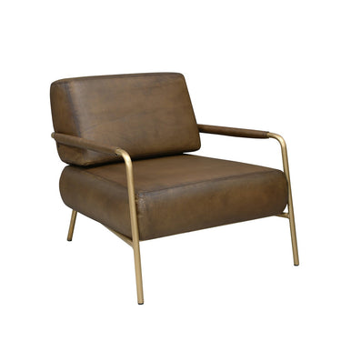 PURE Sinclair Leather Chair - Matt Light Olive / Brass Legs