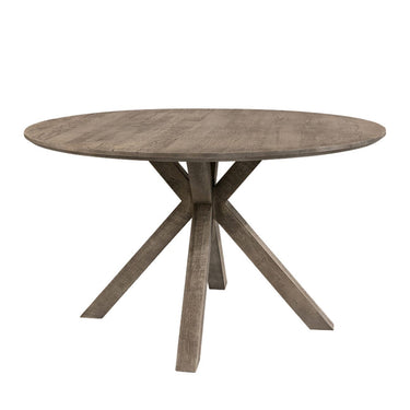 PURE Tree round dining table 1.4m in weathered reclaimed oak with angled legs