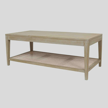 Moderno Coffee Table 120cm in natural timber with rattan detail