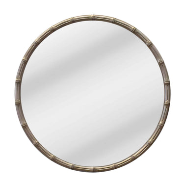 Bamboo Round Wall Mirror 100cm in country silver finish