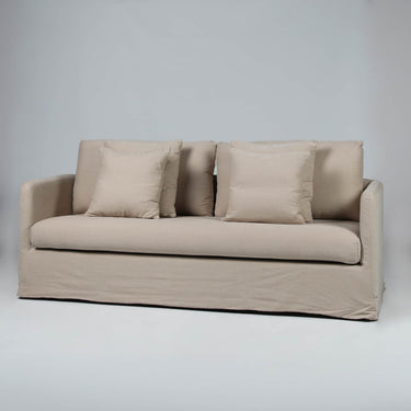 Harbour Slip Cover Sofa in natural linen look - front view