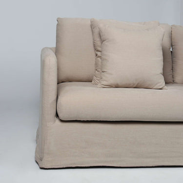 Harbour Slip Cover Sofa in natural linen look - side view