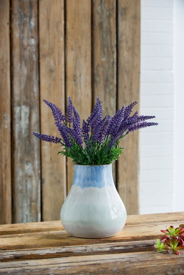 Ceramic Vase - Grey & Blue 26cm at Online8 Furniture Auckland NZ