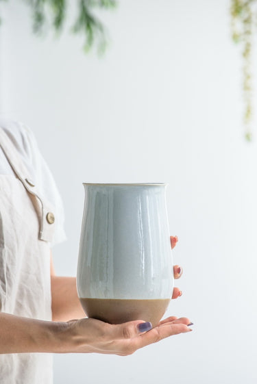 Ceramic Vase - White & Terracotta 20cm at Online8 Furniture Auckland NZ