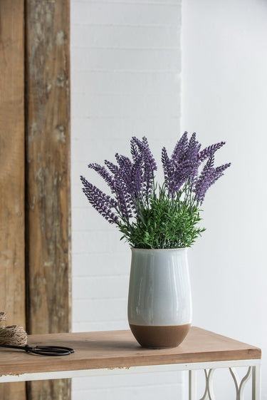 Ceramic Vase - White & Terracotta 25cm at Online8 Furniture Auckland NZ