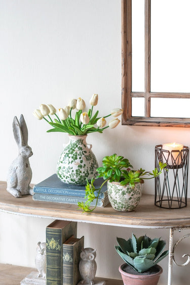 Ceramic Vase - Green & White 20cm at Online8 Furniture Auckland NZ
