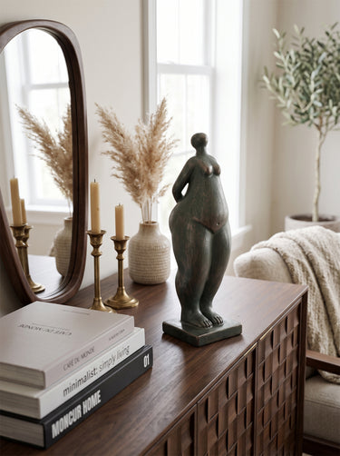 Integrated square plinth base of the lady figurine
