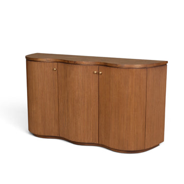 Paloma Wave Sideboard 3 Door in light roasted coffee with a mappa veneer top