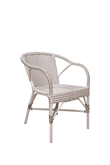 SIKA Alu-Affair Madeleine Outdoor Armchair - White w/Cappuccino Dot, White Frame