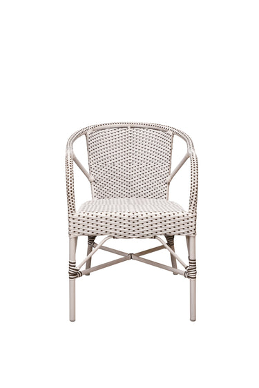 SIKA Alu-Affair Madeleine Outdoor Armchair - White w/Cappuccino Dot, White Frame