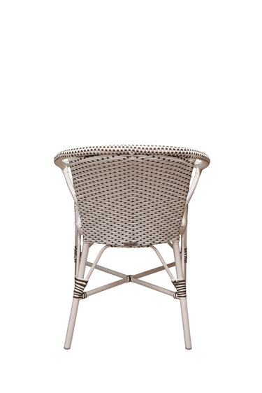 SIKA Alu-Affair Madeleine Outdoor Armchair - White w/Cappuccino Dot, White Frame