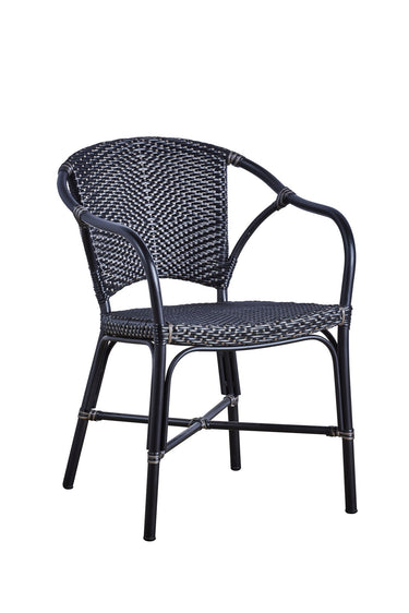 SIKA Alu-Affair Valerie Outdoor Armchair - Black w/Cappuccino Dot