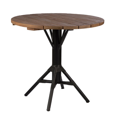 SIKA Teak Round Nicole Café Table - Black Base front view