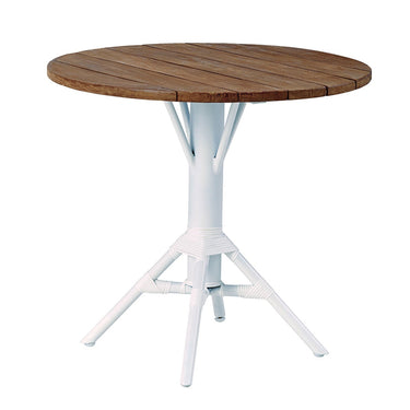 SIKA Teak Round Nicole Café Table – White Base front view