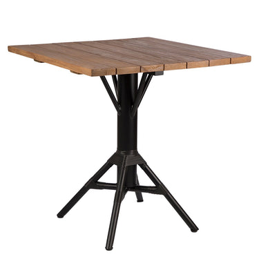 SIKA Teak Square Nicole Café Table – Black Base front view