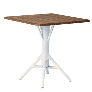 SIKA Teak Square Nicole Café Table – White Base front view