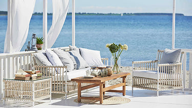SIKA Exterior Caroline Outdoor Sofa w/Grey Cushions - Dove White