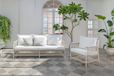 SIKA Exterior Caroline Outdoor Sofa w/Grey Cushions - Dove White