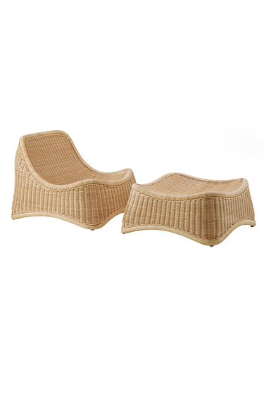 SIKA Icons Chill Rattan Lounge Chair & Footstool - Natural