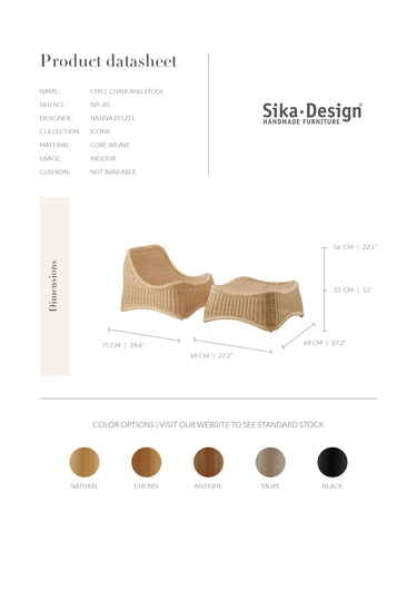 SIKA Icons Chill Rattan Lounge Chair & Footstool - Natural