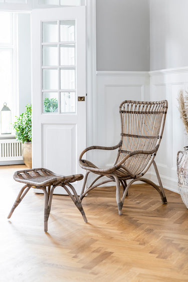 SIKA Originals Monet Rattan Footstool - Taupe