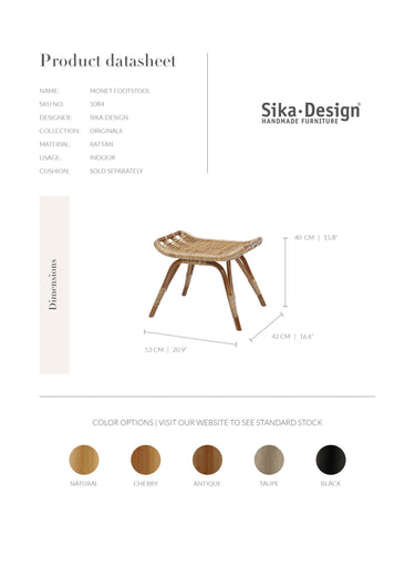 SIKA Originals Monet Rattan Footstool - Taupe
