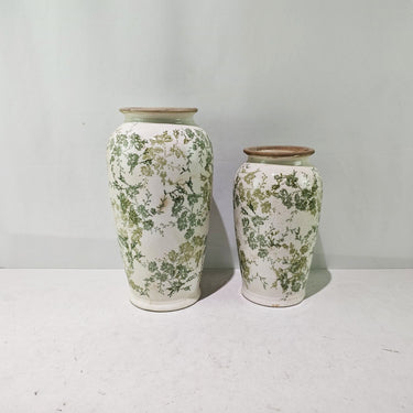 Green Floral Vase - 30cm at Online8 Furniture Auckland NZ