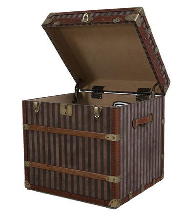 Rare Brass Bound Striped Square Trunk at Online8 Furniture Auckland NZ