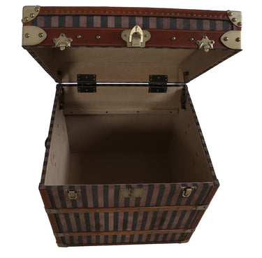 Rare Brass Bound Striped Square Trunk at Online8 Furniture Auckland NZ