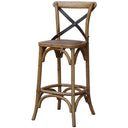 Antique Oak Cross Back Barstool - 65cm at Online8 Furniture Auckland NZ