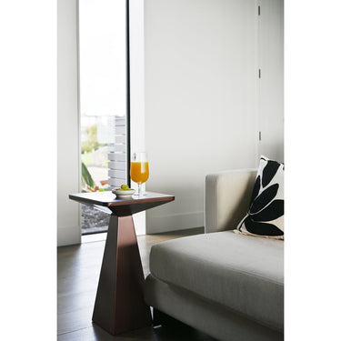 STUDIO Lyn Tall side table in copper brown, angled view