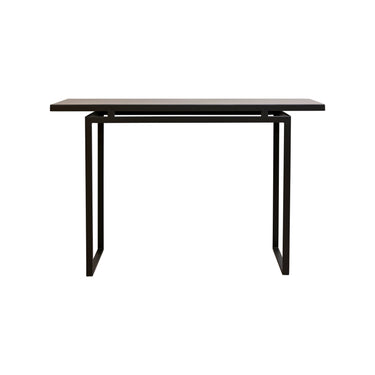 STUDIO Keaton console table in greyed-brown, angled view