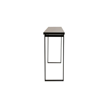 STUDIO Keaton console table in greyed-brown, styled in a hallway