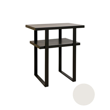 STUDIO Zen two-shelf metal side table in stone grey, 600 x 400 x 680mm