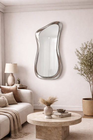 Side profile of silver abstract mirror