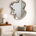 Side profile of silver abstract wall mirror