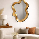 Side profile of gold abstract wall mirror