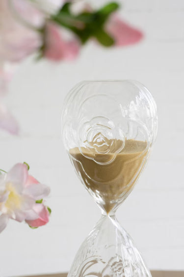 Rose Embossed Hours Glass With Sand - Large at Online8 Furniture Auckland NZ
