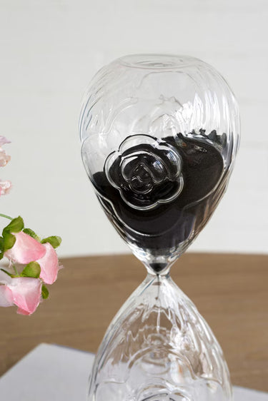 Rose Embossed Hour Glass With Black Sand - Large at Online8 Furniture Auckland NZ