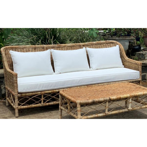 Rattan 3 Seater sofa with Canvas Seat & Cushions