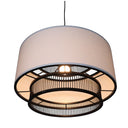 Bamboo & Linen Pendant - Natural/Black at Online8 Furniture Auckland NZ