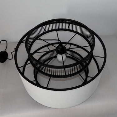 Bamboo & Linen Pendant - Natural/Black at Online8 Furniture Auckland NZ