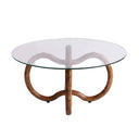 Palm Spring Coffee Table 80cm square in walnut rubber wood with a tempered glass top
