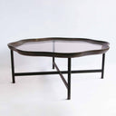 Palm Spring Coffee Table 100cm square in walnut rubber wood with a tempered glass top
