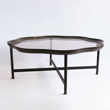 Palm Spring Coffee Table 100cm square in walnut rubber wood with a tempered glass top