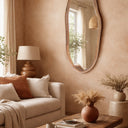 Walnut squiggle mirror style 2 styled in a room