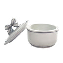 White & Silver Ribbon Trinket Box side view